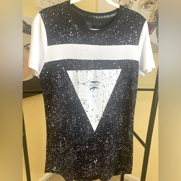 NWT Men’s NORTH REPUBLIC Graphic Tee in Black/White with Splatter Effect, Medium - Picture 5 of 6